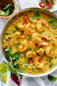 recette Crevettes thai curry coriandre