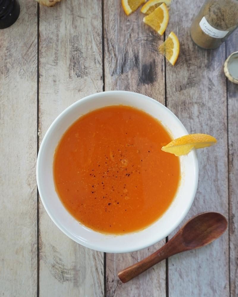 soupe de carottes à l'orange recette
