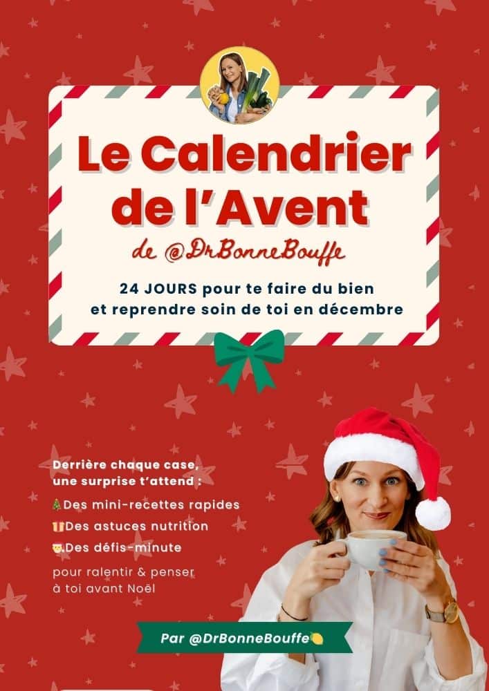 Couverture du Calendrier de l'Avent Nutrition & Bien-être de DrBonneBouffe : 24 jours pour se faire du bien avant les fêtes calendrier de l'avent drbonnebouffe couverture