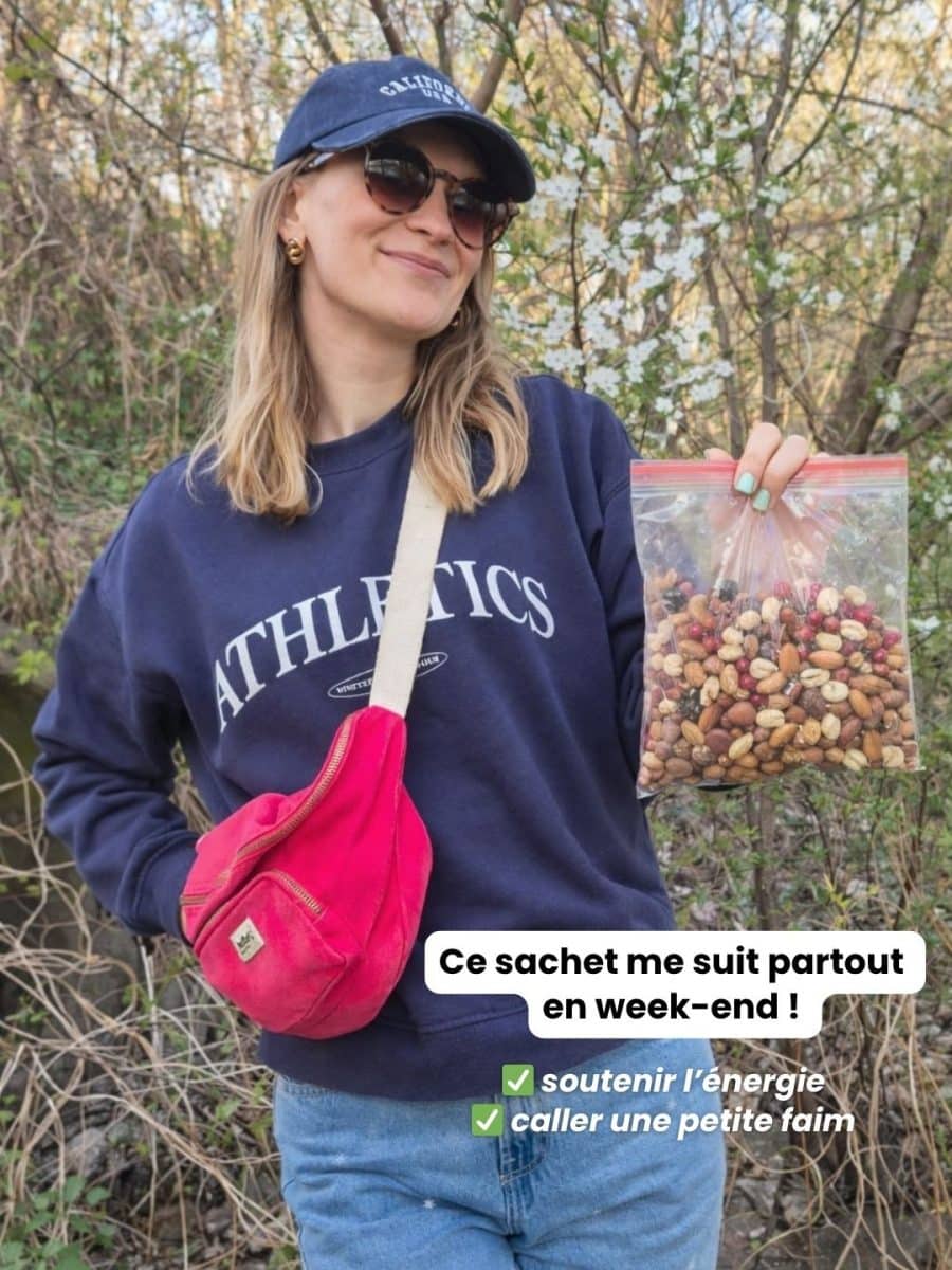 Healthy weekend takeaway snack in a bag with mixed oilseeds